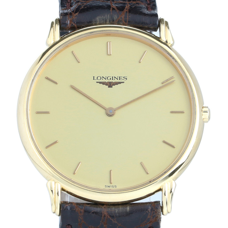 [华测][9.0新]浪琴longines 18k黄金石英中性表18de16234