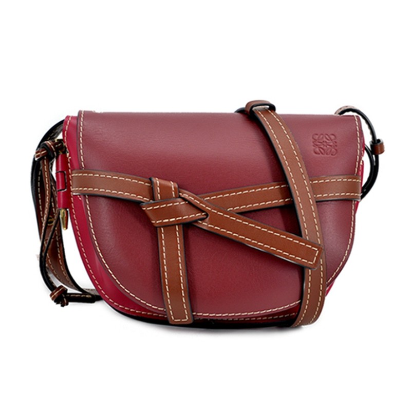 [9.8新]罗意威loewe女士时尚红色小号gate真皮马鞍包单肩斜挎包