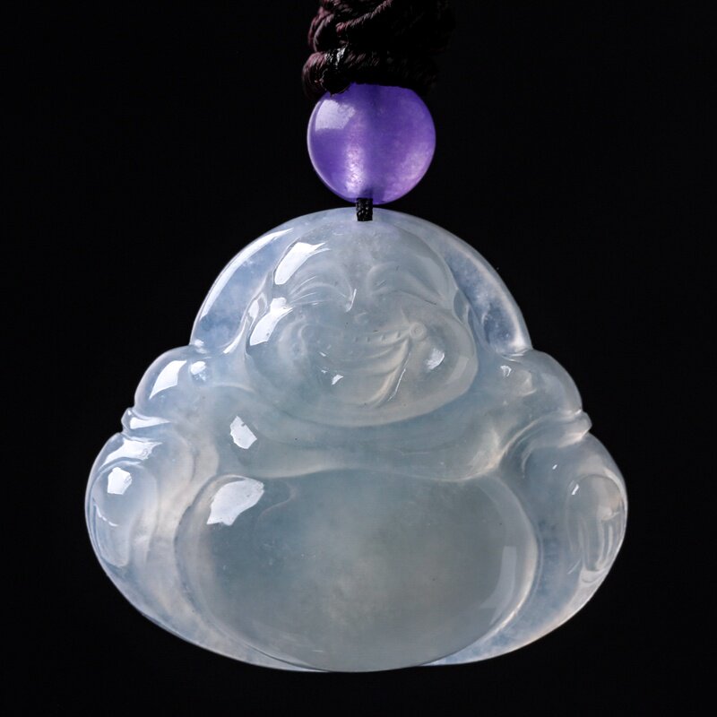 翡翠玉佛公吊坠时尚正品玉雕拍卖天然a货冰糯种佛公玉器包邮5.79g