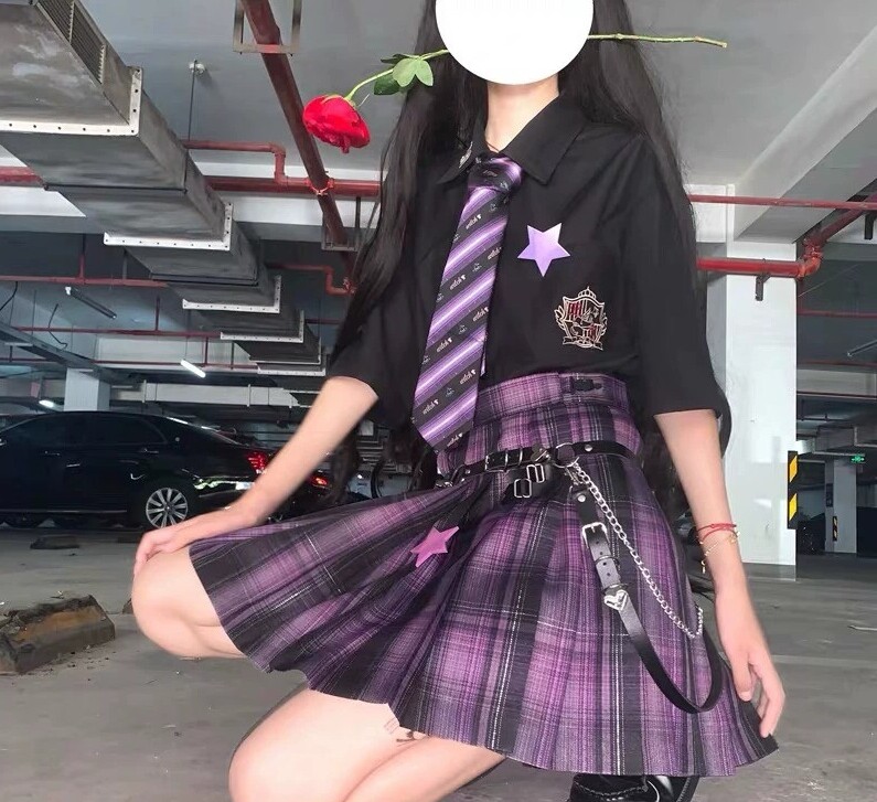 黑魔仙  紫色jk格裙  L码45裙长