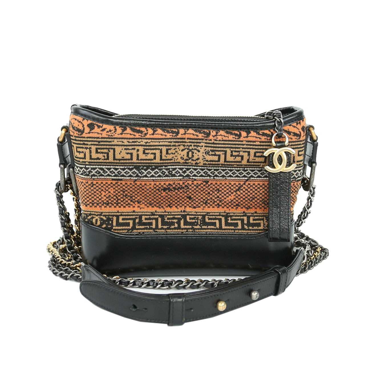 [9.8新]香奈儿chanel女花纹针织拼皮单肩斜挎流浪包参考31500