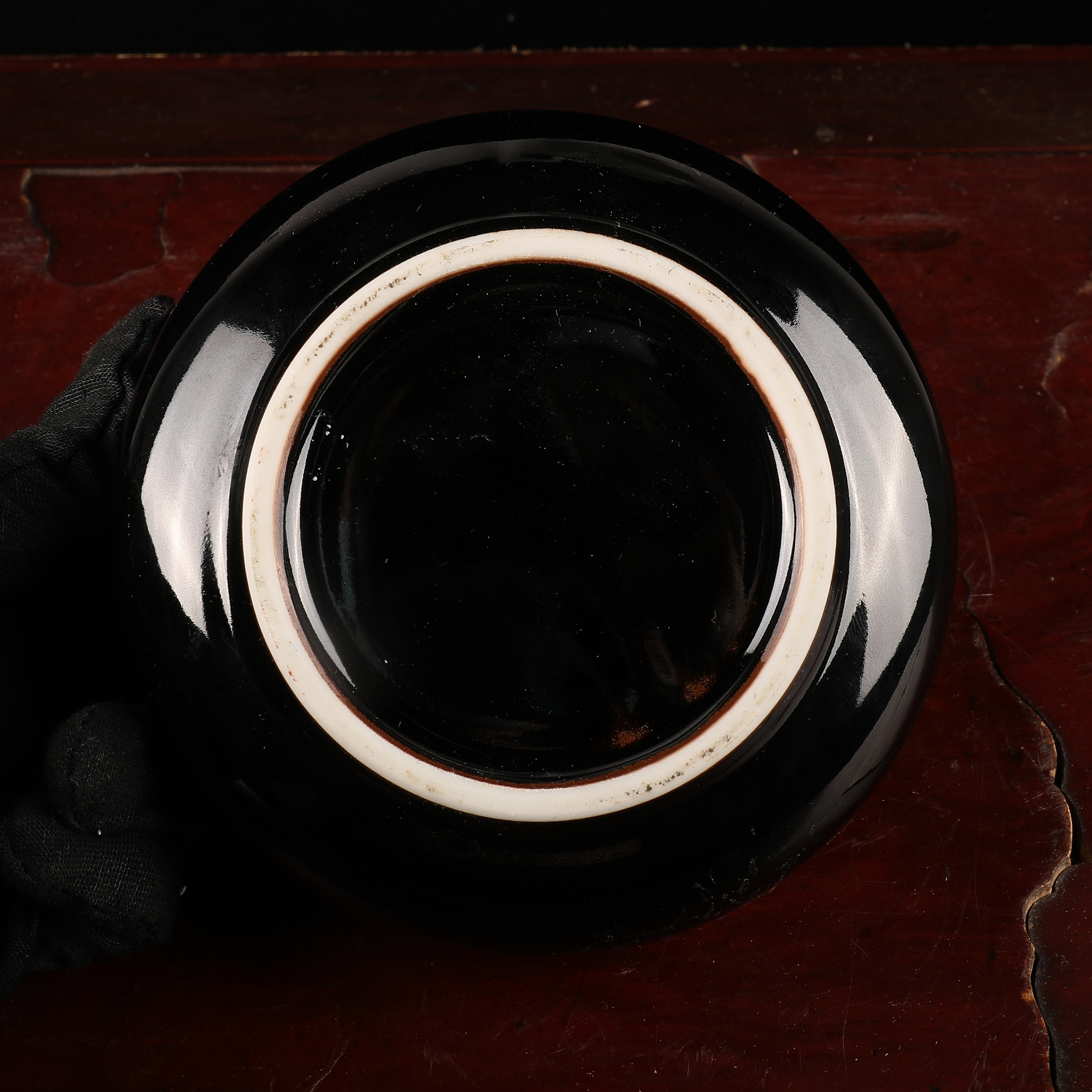 日本回流瓷器益子烧收藏琉璃釉花形掩口钵餐具收藏老物件