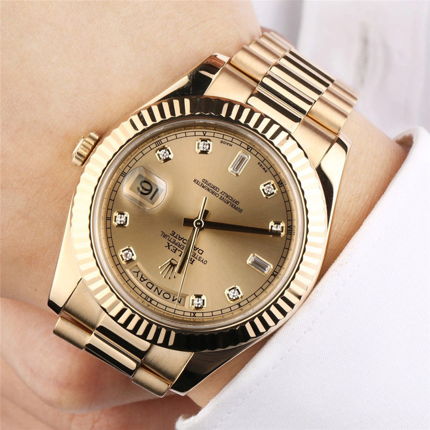 [9.5新]劳力士218238星期日历型系列黄金原镶时标钻自动机械男表