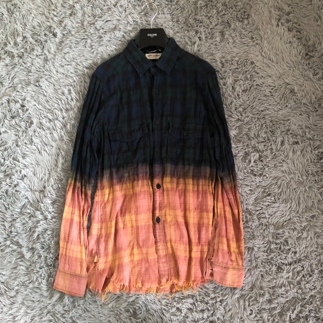 Saint Laurent 16SS Gradient Plaid Shirt