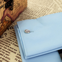 长袖衬衫男士修身款青年韩版钴蓝色衬衣 2016法式免烫