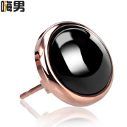 Hey man simple Korean fashion black Onyx men''s single roses round titanium disc Stud Earrings jewelry