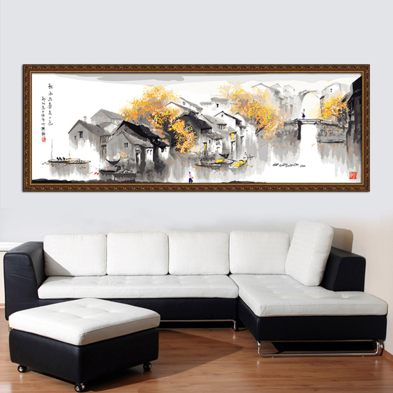 【佳彩天颜】diy数字油画 客厅风景大幅手绘数码油画 江南水乡产品展示图1