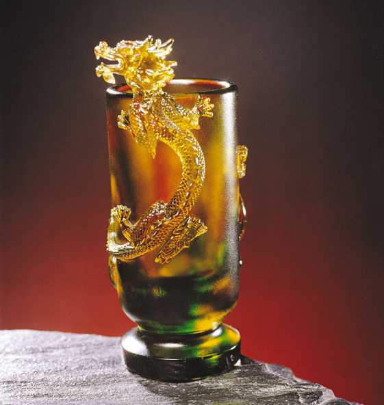 夏氏琉璃摆件厂家直营古法琉璃龙跃云天礼品摆件