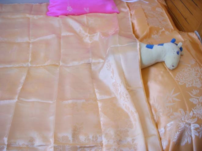 终于等到了*真丝被面做的睡袋 丝绸贴身实现了样品参考