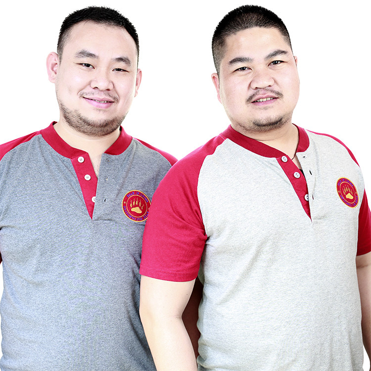 为熊爪加肥大码胖子潮男绣花肥佬纯棉亨利式胖熊大号短袖t恤男夏