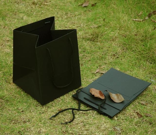 黑色宽底纸袋子大中小号方体袋正方形袋子花盆盆景蛋糕盒等