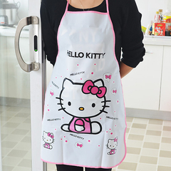 可爱hello kitty卡通围裙 韩版透明防水防油防污围裙厨房家居围裙
