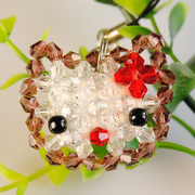 Hello Kitty Crystal double KT cat phone chains pendant handmade beaded jewelry DIY tutorial materials