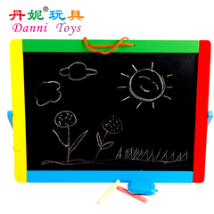 丹妮奇特 木制儿童教具3-7岁超大早教多功能磁性画写板 双面画板