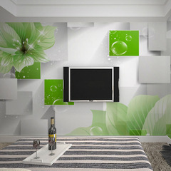 鑫雅现代简约3D立体墙纸壁画绿色花卉气泡电视背景墙壁纸影视墙画
