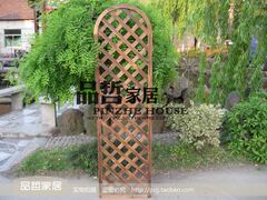 品哲 碳化实木栅栏防腐木网格围栏 半圆网片户外网格花架50*180