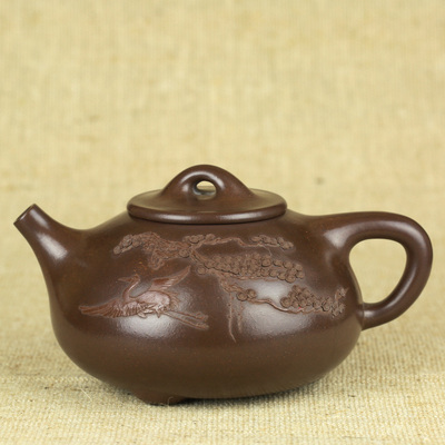 花器代表人物 殷俊峰 《泥绘石瓢》温润老紫泥