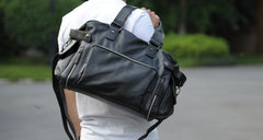 商务男包单肩旅行包大容量韩版男士手提包横款方形皮包斜挎包包潮