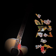 蜂鸟采花 黄色 吉他琴颈旋钮雕花贝壳吉他镶嵌吉他护板吉他配件