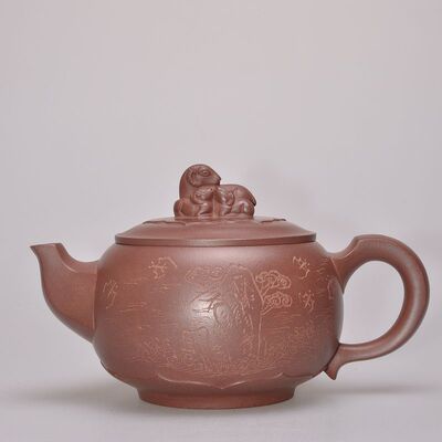 中国工艺美术大师 刘根林 〖三羊开泰〗 黄龙山原矿紫泥