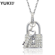 YUKI jewelry necklace ladies Korea fashion temperament Austria Crystal lock really love girlfriend gifts