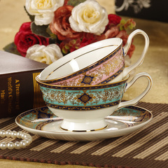 高档骨瓷咖啡杯 欧式英式手工描金边下午茶杯具套装 陶瓷花茶杯