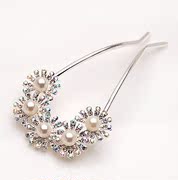 Smiling Korean plum Pearl rhinestone hairpin hairpin hair accessories Korea insert hairpin flowers tiara jewelry women 356