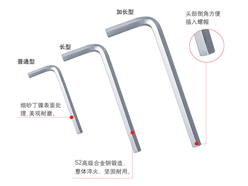 邦克8mm平头内六角扳手，S2高级合金钢锻造