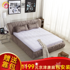 特价布艺床双人床1.5/1.8米 布艺软床现代时尚简约软包床婚床BYC2