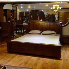 实木家具婚床1.8米双人简约后现代成人类衣柜床头柜组合胡桃木k床