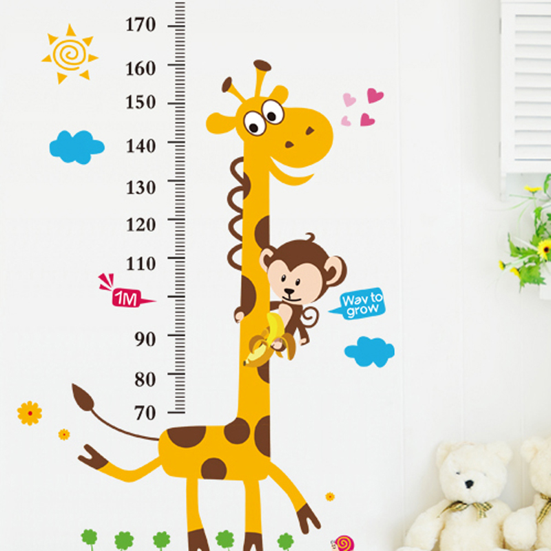 卡通儿童房宝宝卧室可爱贴画长颈鹿量身高贴幼儿园教室自粘墙贴纸产品展示图1