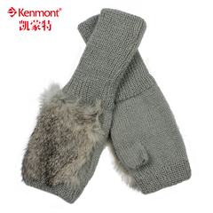 kenmont长款马海毛针织兔毛手套 女冬季毛线手套半指手套2996