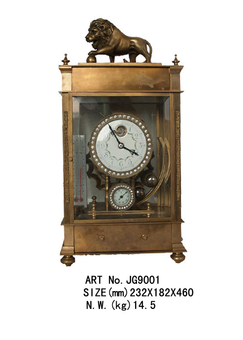 古典钟表狮子滚球作旧压力钟机械座钟欧式家居装饰 摆设装修