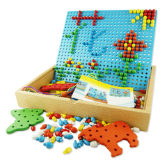 蘑菇钉组合木制拼图拼插板3-8岁男女孩DIY创意益早教智力儿童玩具