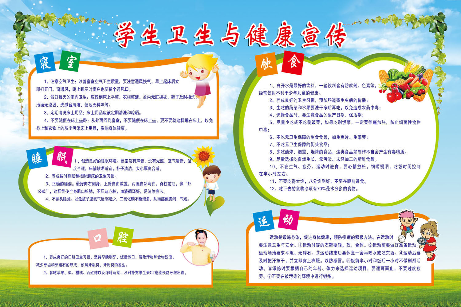 海报印制展板7647学生卫生健康宣传栏寝室饮食写真