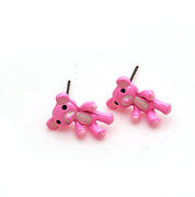Post Korean version of smile package beautiful pink bear earring earring earring earring Korea earloop jewelry women