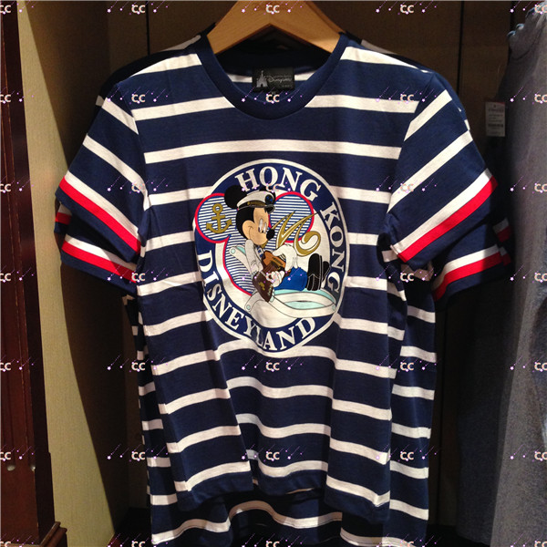 迪士尼乐园卡通T恤家庭装T蓝色条纹海军米奇达菲|ruв категории Женская одежда, футболка - от Buy2taobao.com для оказания профессиональной услуги покупки агента Taobao