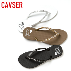 CAVSER2016夏季时尚欧美女水钻夹脚人字拖鞋平底凉拖沙滩鞋潮限量