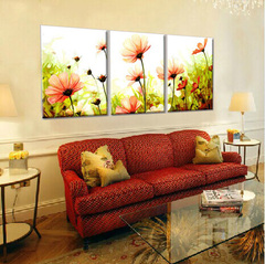 易卓diy数字油画包邮三联三拼客厅风景花卉抽象手绘装饰大幅