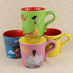 陶瓷杯子 个性时尚可爱卡通创意彩色马克杯咖啡杯果茶杯水杯 包邮