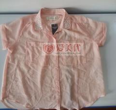 美国代购A&F女式成人款 水粉色钉珠休闲短袖衬衣 14年款 现货