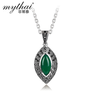 Thai Green agate pendant silver pendant ladies handmade 925 Silver jewelry necklace pendant