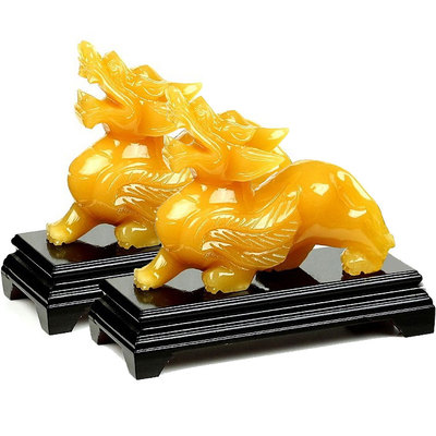 九华山开光黄玉双貔貅摆件招财旺财镇宅聚财辟邪转运家居饰品客厅