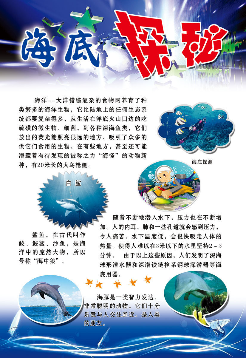 海报印制设计展板素材科技海底探秘定制写真