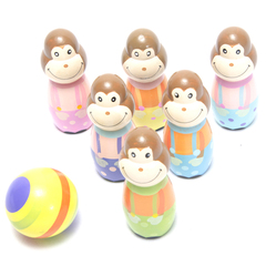 出口美国 可爱迷你猴木质宝宝儿童保龄球 户外亲子益智玩具