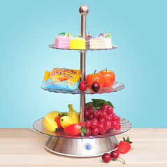 PARTYBABY 欧式电动旋转三层水果盘蛋糕架 创意点心餐具水果篮