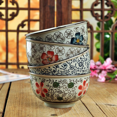 日式和风 釉下彩手绘5英寸陶瓷餐具 饭碗 面碗 汤碗4色景德镇陶瓷