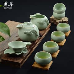 典集 汝窑巧云壶组陶瓷茶壶功夫茶具套装特价 整套茶杯茶海配件