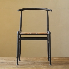 美式乡村复古餐椅工业交椅 座椅实木家具 铁艺水管连接后工业现代
