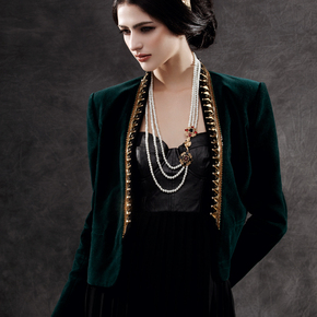 iris.l秋冬新品丘比特水晶珍珠长项链女多层毛衣链欧美时尚夸张